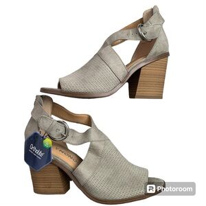 SONOMA Women’s Vitalize Ortholite Heels Neutral Gray Open-Toe Buckle 8M NWT!‎